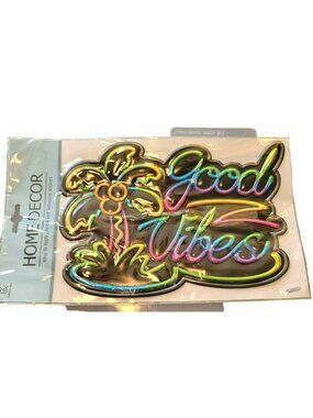 Good Vibes Neon Wall Sticker 3-D Rainbow Home Decor 9.5" NIP Jj3460